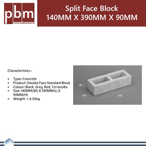 split face block 140mm x 390mm x 90mm